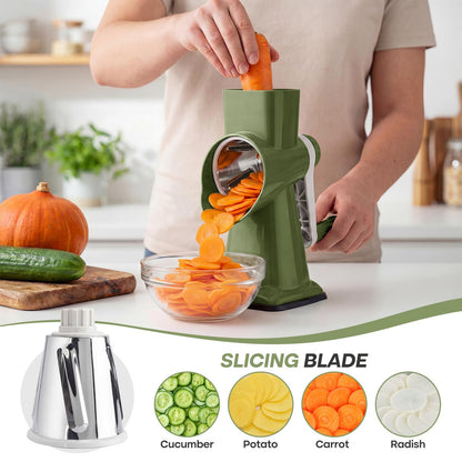 Grovix Rotary Cheese Grater,Cheese Shredder Hand Crank, Manual Cheese Grater for Veggies, 3-Blade Grater, Home Kitchen Appliances and Kitchen Gadgets