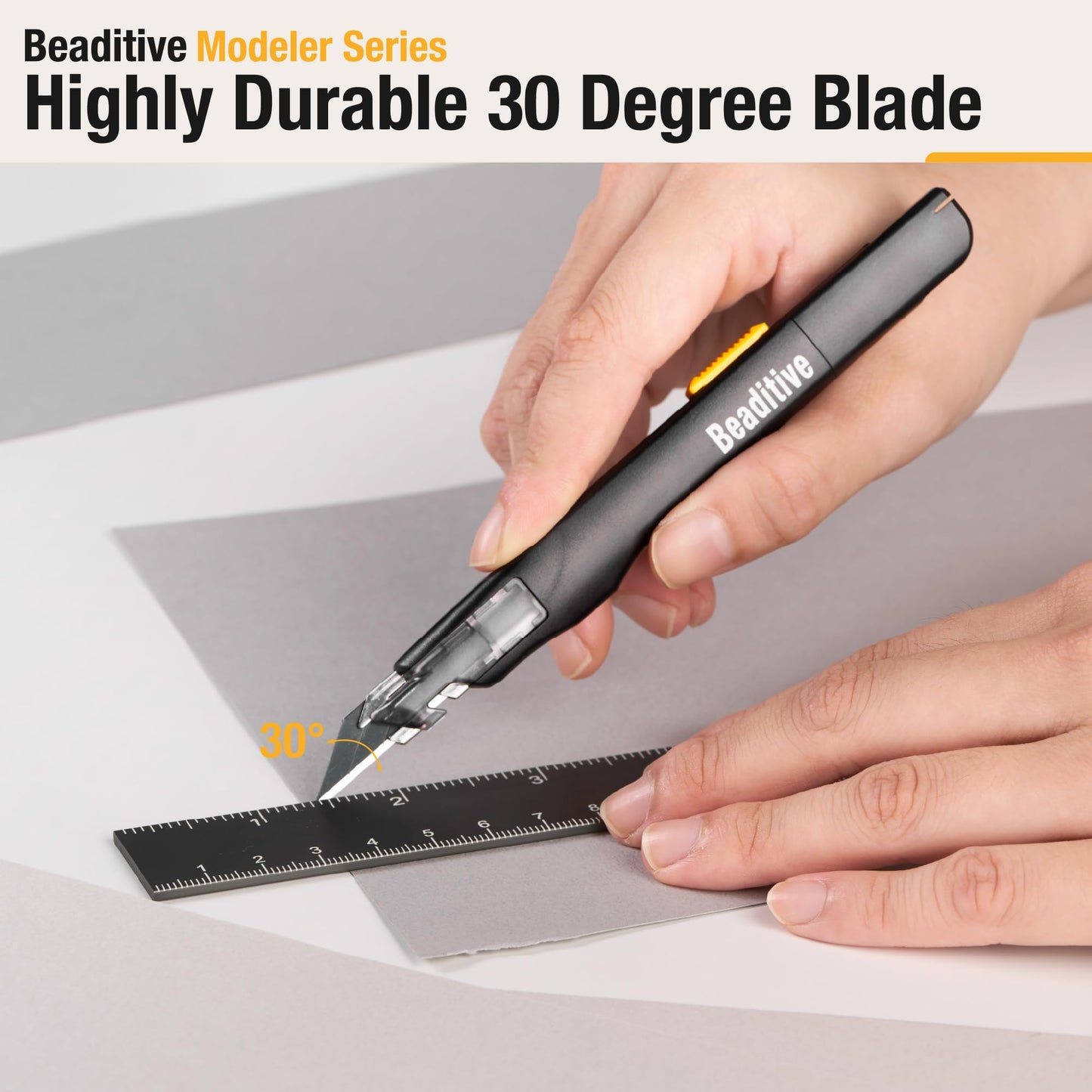 Beaditive High Precision Detail Craft Knife with 10 Blades - 30 Degree Blade Utility Knife - Art, Craft, Model Making (1 Black Knife, 10 Black Blades)