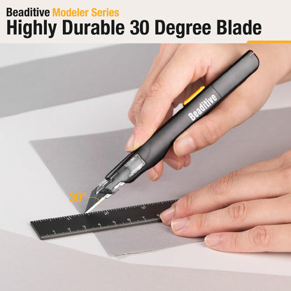 Beaditive High Precision Detail Craft Knife with 10 Blades - 30 Degree Blade Utility Knife - Art, Craft, Model Making (1 Black Knife, 10 Black Blades)