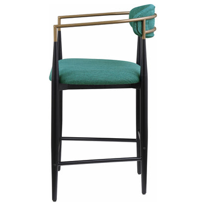 Coaster Home Furnishings - Tina - Fabric Upholstered Counter Height Chairs - Open Back, Padded Seat and Back, Footrest - Dining Room & Kitchen - Set of 2 - Green - 121185