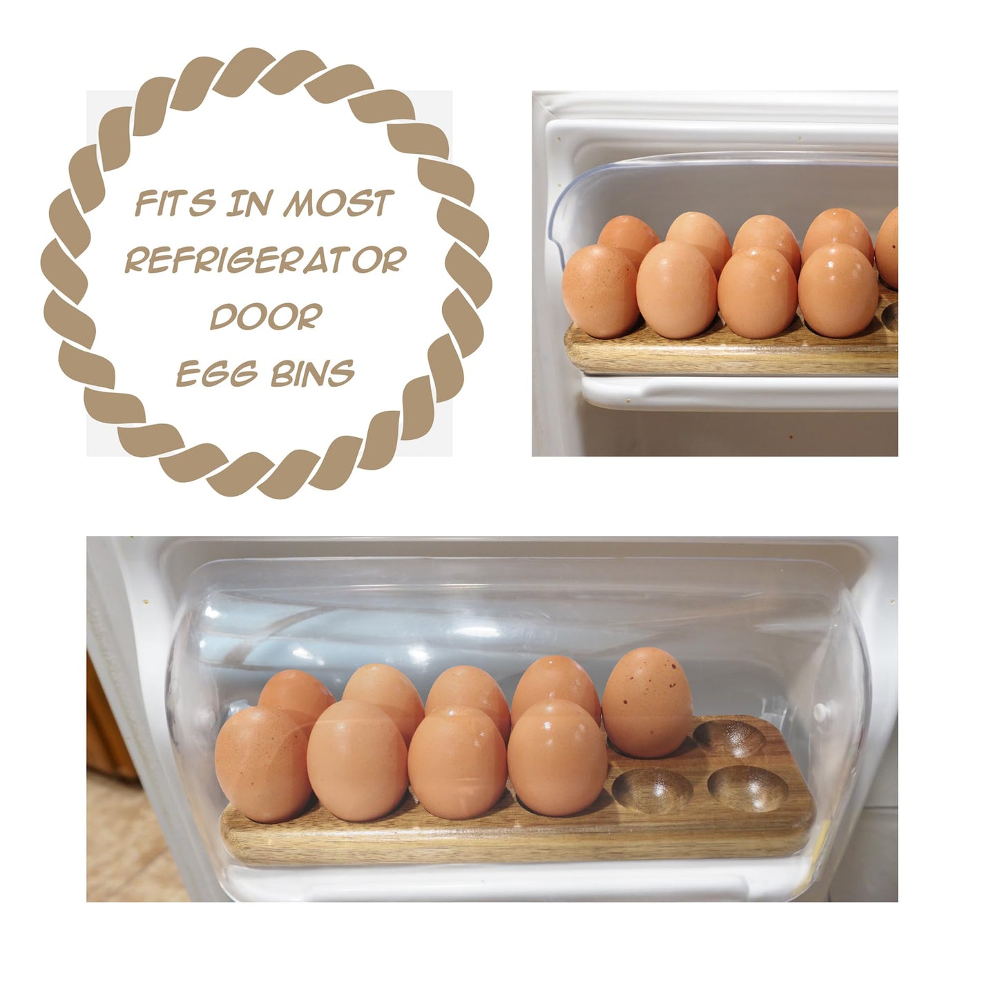 GUI'S CHICKEN COOP Egg Tray - Rustic Wooden Egg Holder For Eggs Usable in Kitchen Refrigerator, or Countertop for Display or Storage - Easy to Clean… (12 Eggs)