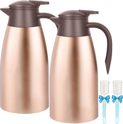 GearRoot 2pcs 68oz Thermal Coffee Carafe, Insulated Stainless Steel Coffee Thermos for Hot Beverages
