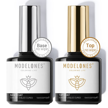 modelones Builder Nail Gel with Gel Top Coat, 3Pcs Clear Builder Nail Kit for Thickening Apex Building Extension Rhinestone Gel Tips Glue, U/V LED Lamp Cured for Home DIY Salon Girls