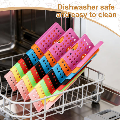 uxcell 12 Pcs Taco Holder Stands, Plastics Hollow Holder Can Hold 3 Soft/Hard Taco Street Tray Plates for Party Supplies Dishwasher and Microwave Safe, Purple