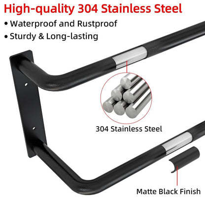 24 Inch Double Towel Bar, Towel Rack for Bathroom Wall Mounted, Stainless Steel Towel Holder, Double Towel Rod Towel Rail Hanger for Wall, Modern Home Decor Hand Towel Holder, Matte Black