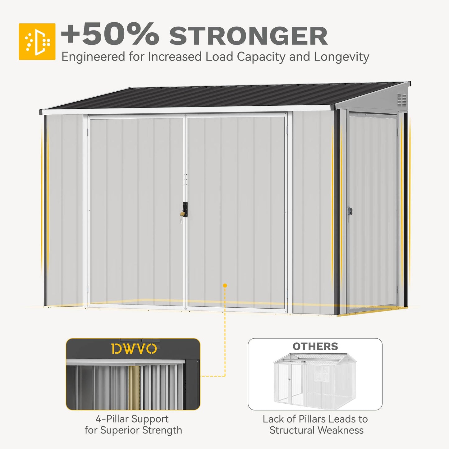 DWVO 7x4 FT Outdoor Weatherproof Storage Shed, Secure Metal Bike Shed w/Lockable Entry, Garden Storage Solution for Lawn Equipment, Tools, Waste Bin, Dark Gray