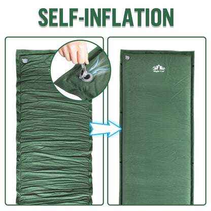 Night Cat Camping Cot Tent with Self-Inflating Sleeping Pad and Self-Inflatable Camping Pillow Camping Sleeping Bag Waterproof 1-Person Off-Ground Combo Cot Bed for Adults Portable Easy Set-up Tent