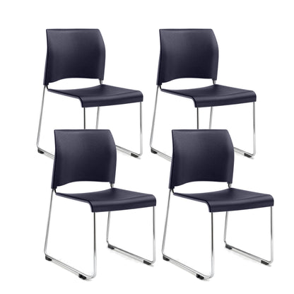 OEF Furnishings OEF8804-11-04/4 Commercial Stack Chair (Hard Plastic Seat and Back, Midnight Blue, Chrome Frame, 4-Pack)