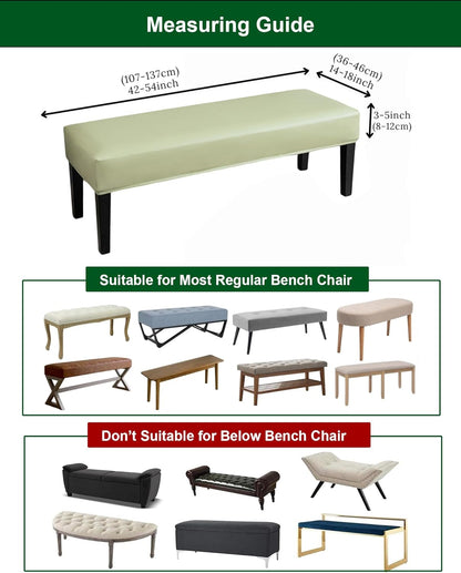 CRFATOP PU Dining Bench Slipcover Waterproof Bench Seat Cushion Covers Stretch Upholstered Bench Slipcover Removable