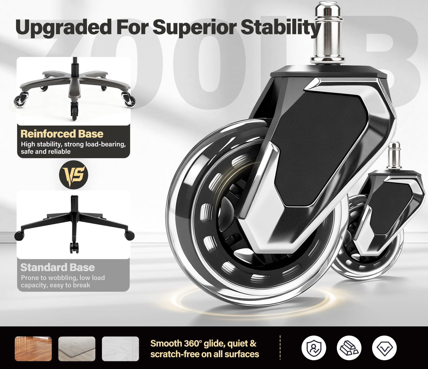 Big and Tall 700lbs Office Chair - Adjustable Lumbar Support 3D Flip Arms Heavy Duty Metal Base&Wheels, High Back Large Executive Computer Desk Chair, Thick Padded Ergonomic Design for Back Pain