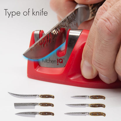 50883 Edge Grip 2-Stage Knife Sharpener - Red, Coarse & Fine Sharpeners, Compact, Non-Slip Base