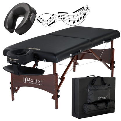 Master Massage 28" Argo Portable Massage Table with Extra Music Master Crescent Round High Fidelity Sound Face Cradle Cushionin