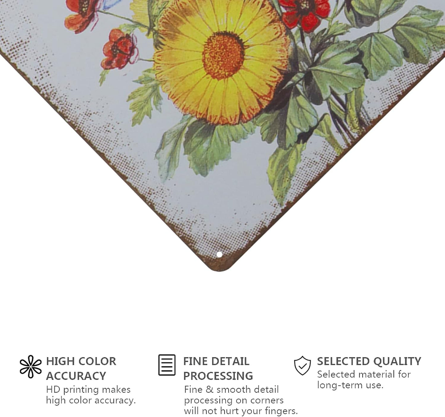 Retro Metal Tin Sign, Bee Sunflower Summer Wall Decor, Farmhouse Decor for Home Cafes Office Store 8 x 12 in