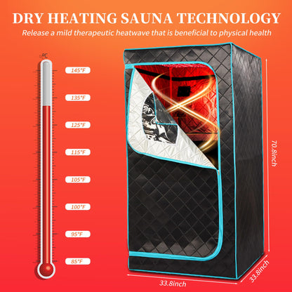 Portable Sauna with Red Light Therapy Home Sauna Tent with 145 Dry Heating Box, Simple Control, Foldable Chair Included for Relaxation, Large Space 33.8 * 33.8 * 70.8