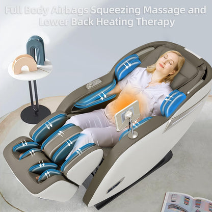 MYTHIA 2026 Full Body Massage Chair for After Work Recovery - Zero Gravity Recliner up to 165°with SL Track, Heat Therapy, Bluetooth & USB Charging Port (MD906-Beige)