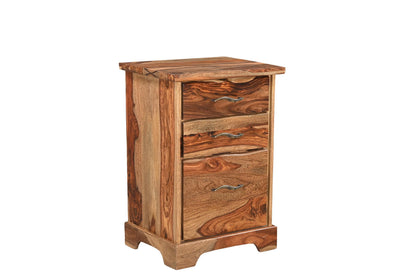 Taran Designs Darcy 3-Drawer Live Edge Solid Wood Filing Cabinet in Brown