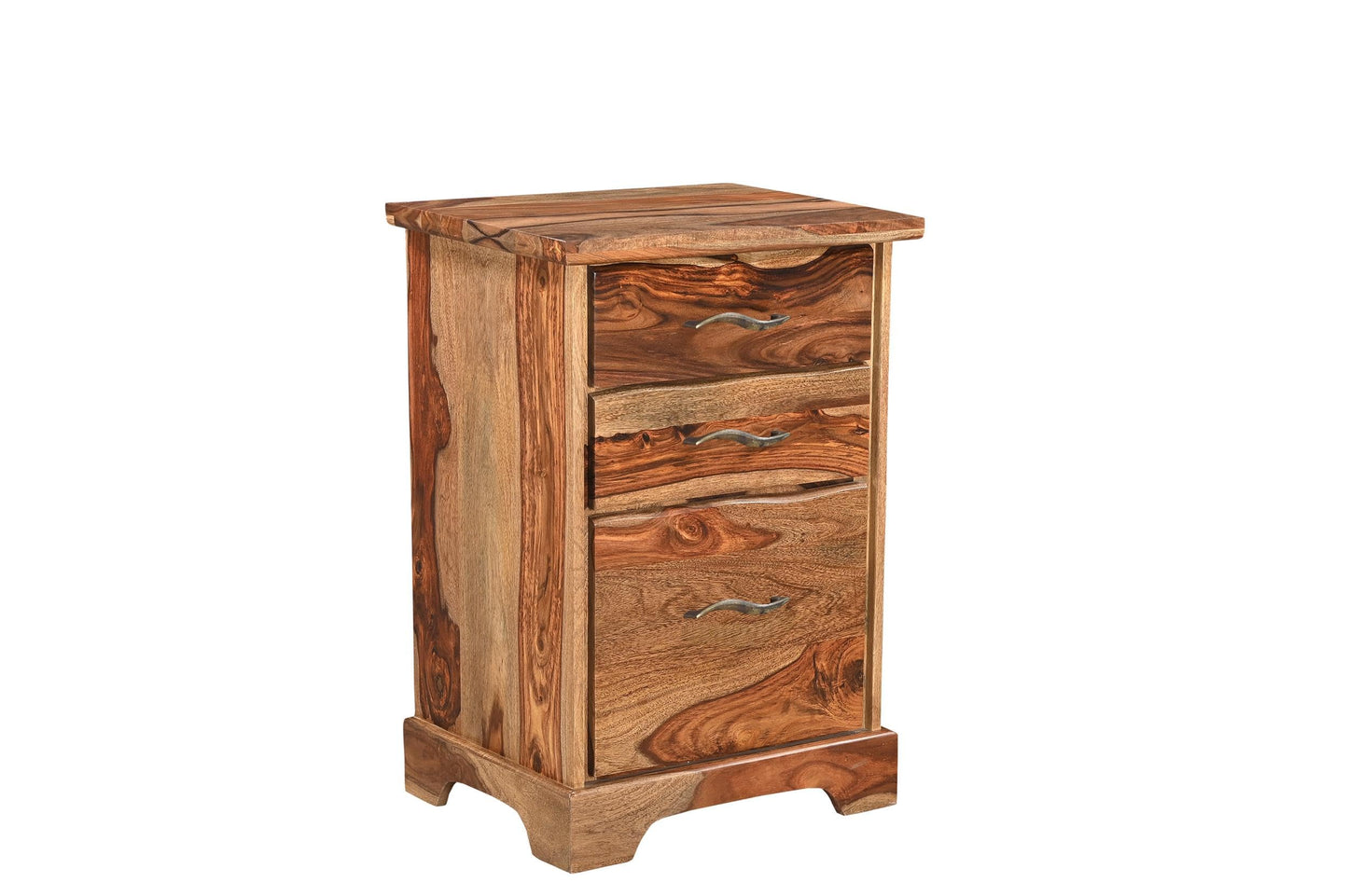 Taran Designs Darcy 3-Drawer Live Edge Solid Wood Filing Cabinet in Brown