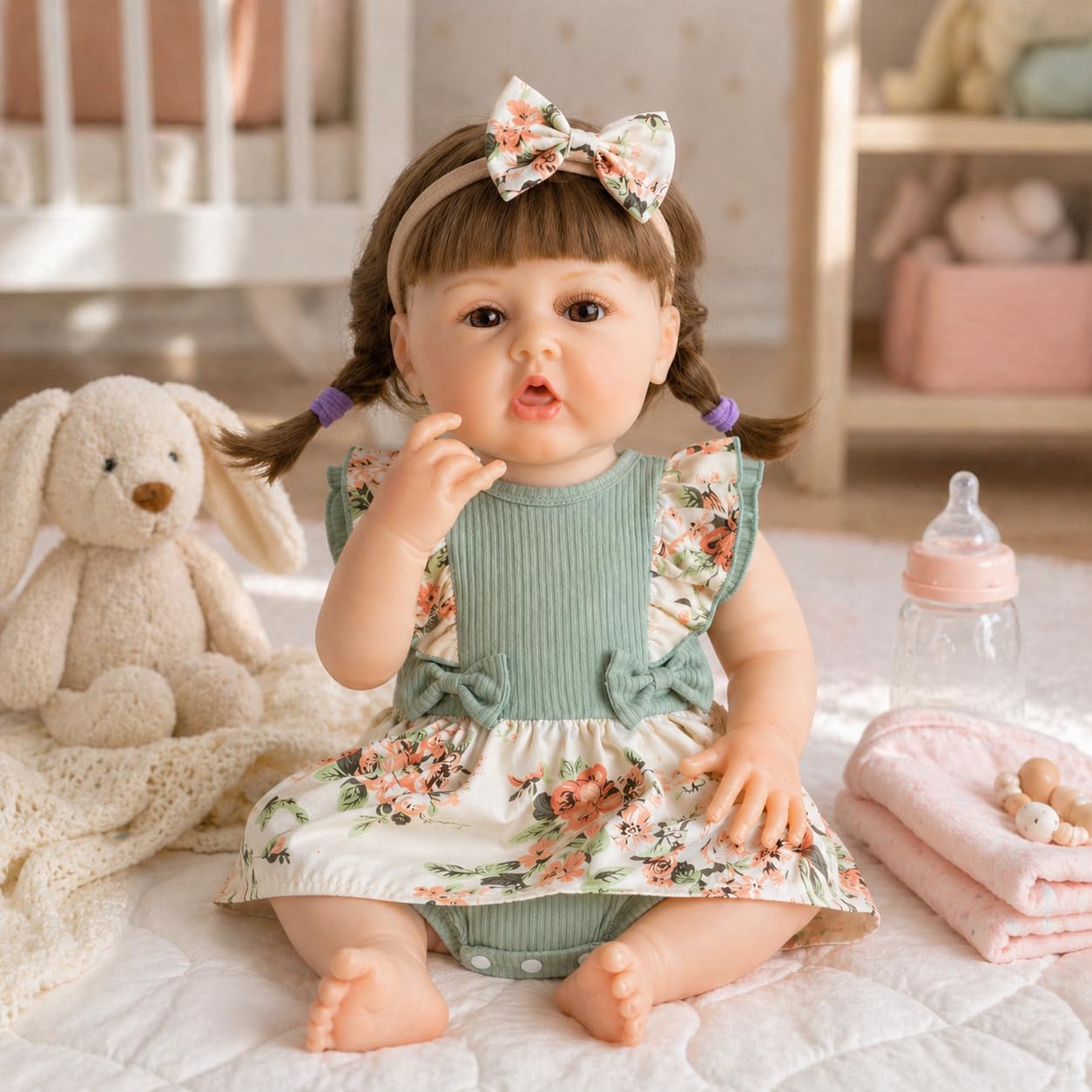 Reborn Baby Doll Clothes Accessories 22 Inch Girl Outfits 2 Pcs Set for 22-24 Inch Reborn Doll&Toddler Girl Doll