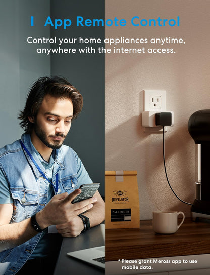 meross Matter Smart Plug, Energy Monitoring, Standby Killer, FFS Setup, 15A/1800W, 100% Privacy Wi-Fi Outlet Support Apple HomeKit, Alexa, Google Home with Schedule Timer, App & Voice Control (4 Pack)
