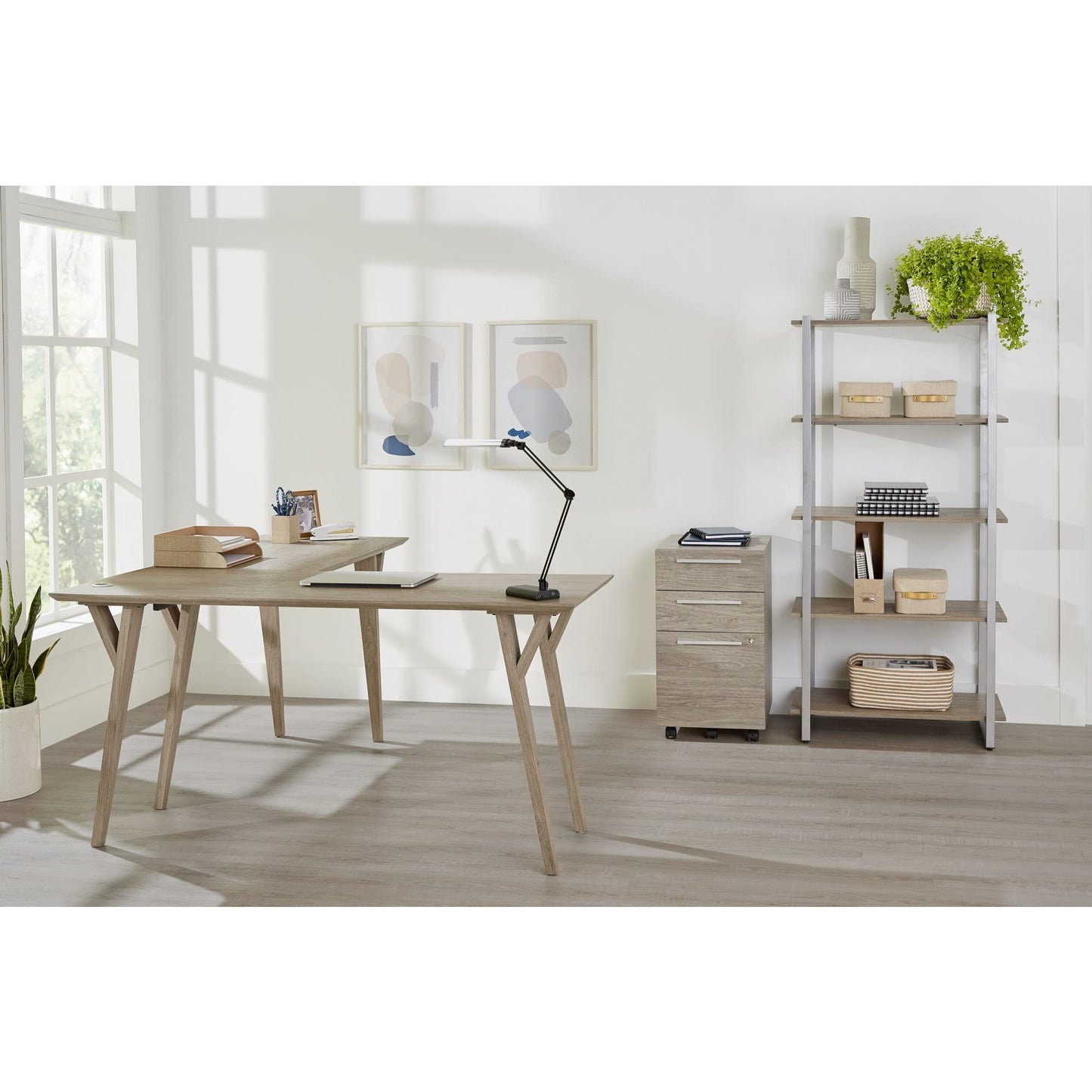 Realspace® Trezza 19" D Vertical 3-Drawer Mobile File Cabinet, Light Oak