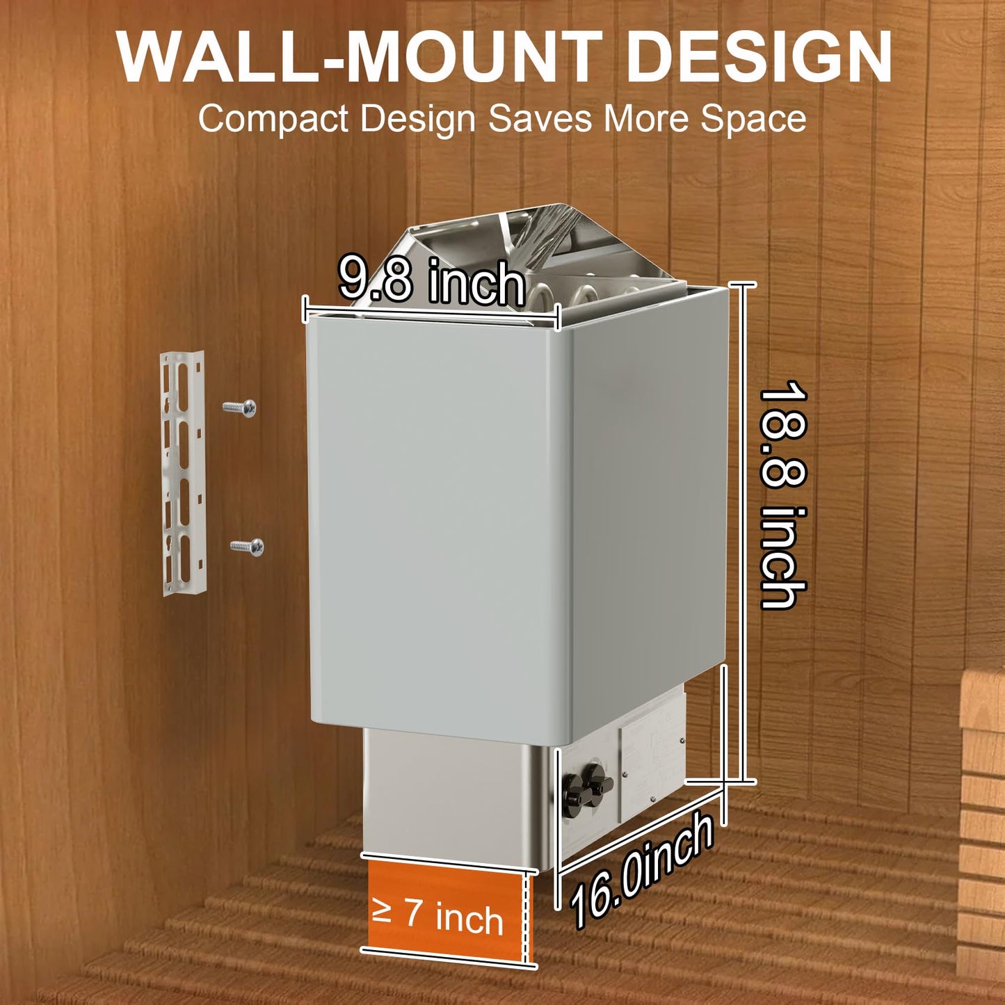 Drizzlen 2kW 110V Sauna Heater with Plug - Electric Sauna Heater, Plug and Play, Heats 100 cu. ft. in 30 Minutes
