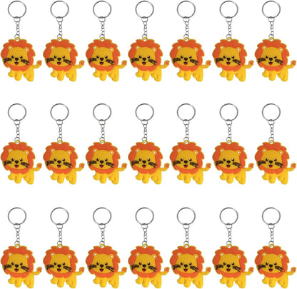 24 Pack Lion Keychains, Safari Animal Keychains for Jungle Safari Party Favors and Rewards