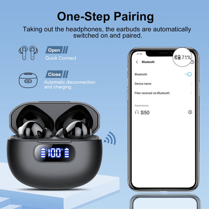Wireless Earbuds, Bluetooth 5.3 Headphones LED Power Display, 2025 New Wireless Earphones, 4 ENC Noise Cancelling Mic, HiFi Stereo, 48H Playtime Mini Case IP7 Waterproof for Sport Walk