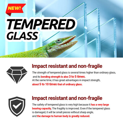 REPTI ZOO Reptile Tempered Glass Extra-Long Terrarium Habitats 48" x 18" x 18" Reptile Amphibians Large Enclosure for Snake/Bearded Dragon/Lizard ect.