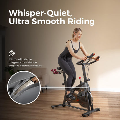 Sunny Health & Fitness ACTIVE 200 Smart Exercise Bike w/Pulse Sensor, Indoor Cardio Cycling Machine w/Adjustable Handlebar & Seat for Cardio Cycle Training, Free SunnyFit App Connection – SF-B124067