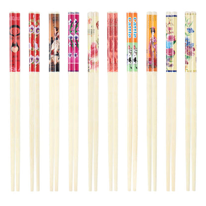 Hotop 20 Pairs Chinese Bamboo Chopsticks Reusable with Elegant Silk Brocade Pouch Multicolored Nonslip Chopstick Gift Set for Asian Dishes Sushi Rice Noodles Chinese
