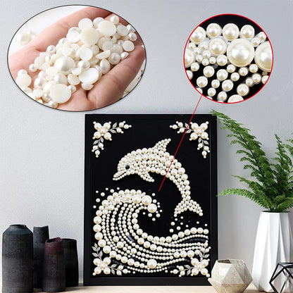 Kulvci Dolphin DIY 5D Pearl Painting Kit, Diamond Painting Kit for Adults Beginner, Bead Art Kits All-Pearl Dot Painting for Wall Decor, Creative Stress Relief Gift Home Decor,12 × 16 inch