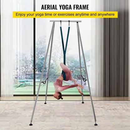Happybuy Yoga Sling Inversion 9.6 FT Height Inversion Yoga Swing Stand Max Capacity 551lbs/250kg Aerial Yoga Frame with 236in/6m Yoga Swing Inversion Sling Body Bundle Safety Belts Green