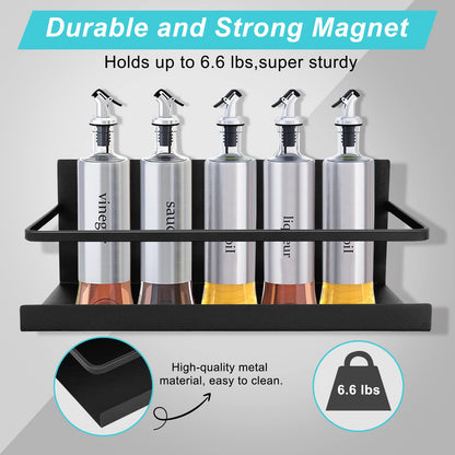 Feokely 2 Pack Premium Quality Magnetic Spice Rack for Refrigerator, Strong Magnetic Spice Rack for Holding Jars, Perfect Space Saving Magnetic Shelf