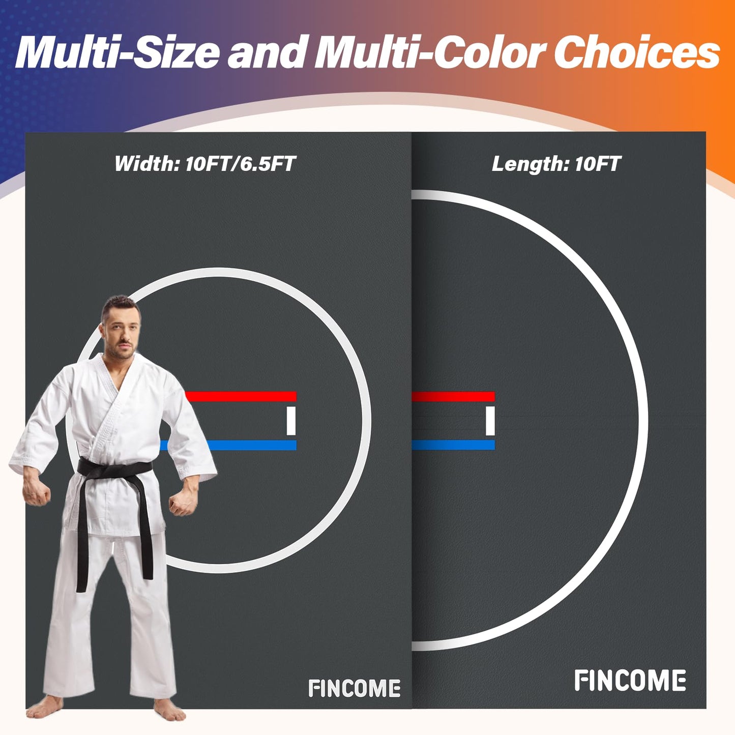 10' x 10' /10' x 6.5' Wrestling Mat for Home Black Jiu Jitsu Wrestling Mats Durable Judo Mats for BJJ MMA Training Roll-Up Design Wrestling Mat for Grappling Martial Art Boxing Judo
