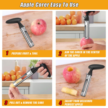OERPHO Pineapple Corer and Slicer, Stainless Steel Pineapple Cutter and Corer, Upgraded Pineapple Peeler and Apple Corer Tool with Pineapple Core Remover for Corer Tool Kitchen (Black)