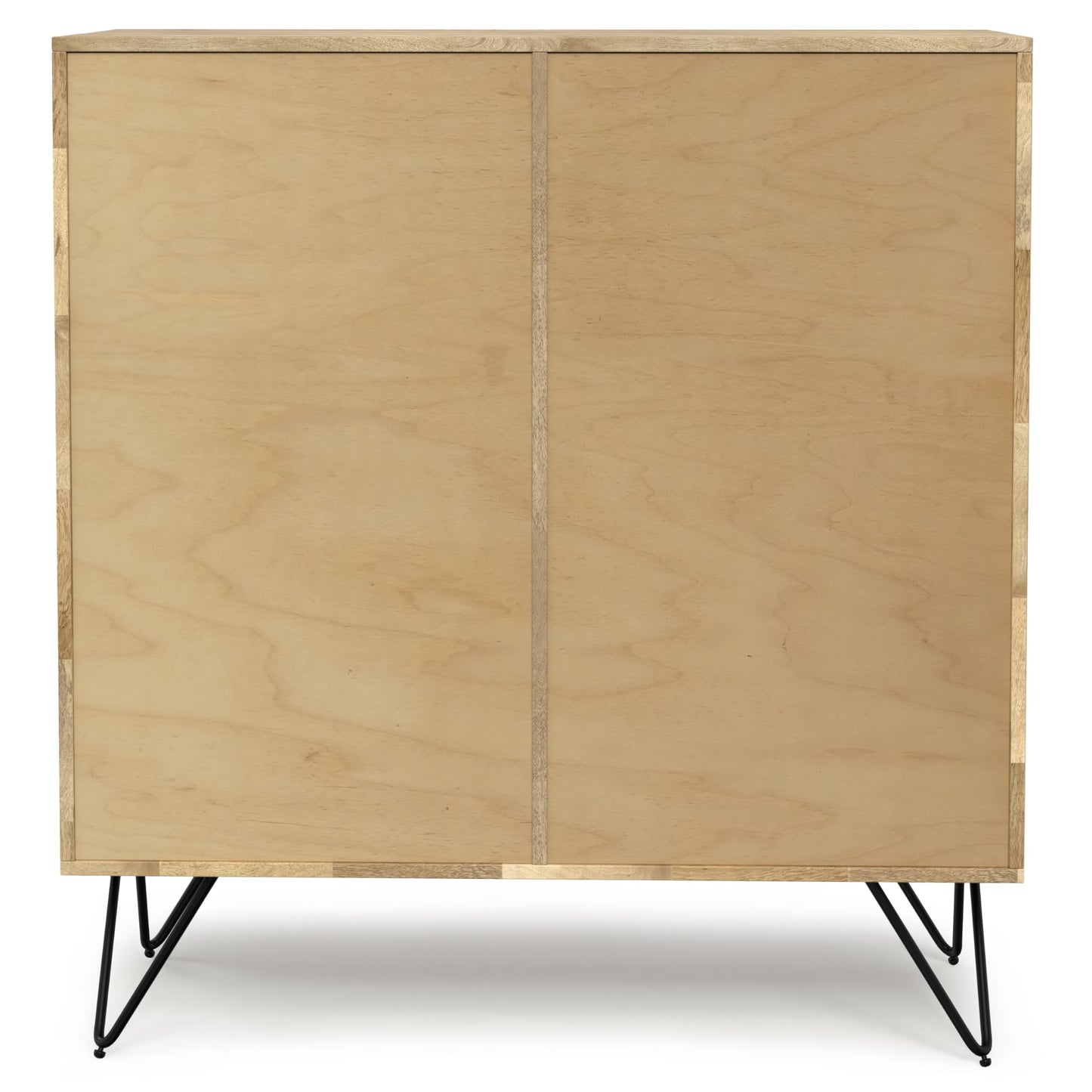 SIMPLIHOME Hunter Solid Mango Wood and Metal 39 inchWide Modern Industrial Medium Storage Cabinet in Natural for the Living Room, Entryway and Family Room