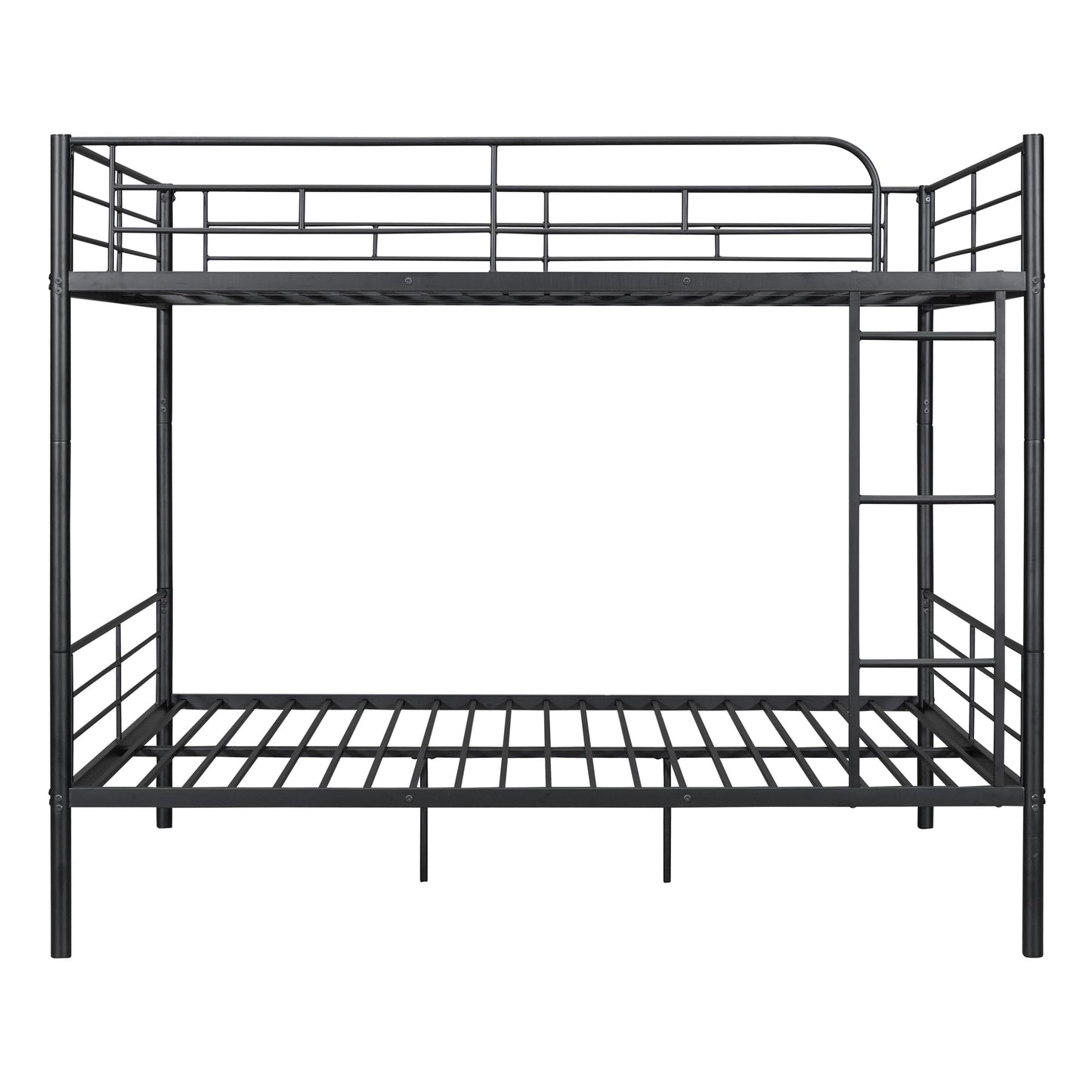 Merax Full Over Full Bunk Bed with Ladder and Guardrails, Black Modern Heavy Metal Bunk Bed Frame for Boys Girls Teens