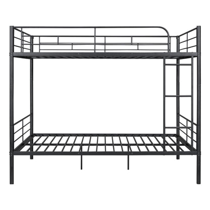 Merax Full Over Full Bunk Bed with Ladder and Guardrails, Black Modern Heavy Metal Bunk Bed Frame for Boys Girls Teens