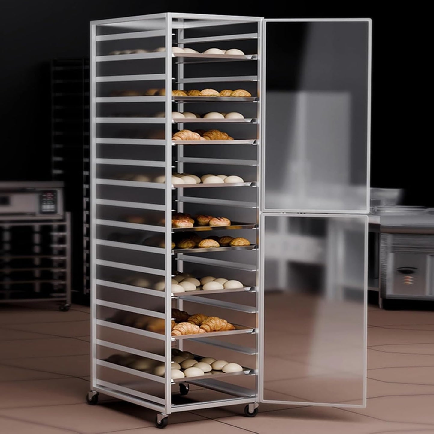 18-Tier Bakery Rack with Wheels, Heavy Duty Aluminum Commercial Drying & Cooling Rack, Rolling Storage Cart for Bread Pizza Baking Trays