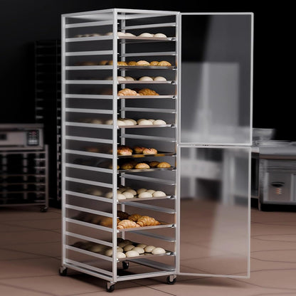 18-Tier Bakery Rack with Wheels, Heavy Duty Aluminum Commercial Drying & Cooling Rack, Rolling Storage Cart for Bread Pizza Baking Trays