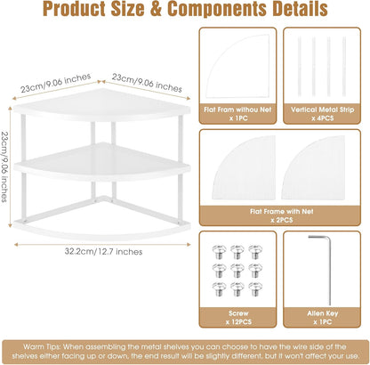 ROFAY 3-Tier Counter Metal Corner Shelf Plate Organizer for Kitchen & Cabinet, Corner Rack for Plates, Dishes, Pantry