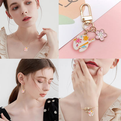 DanLingJewelry 40pcs 2 Colors Enamel Palette Cute Artist Paint Palette Dangle Charms with Loop for DIY Jewelry Making