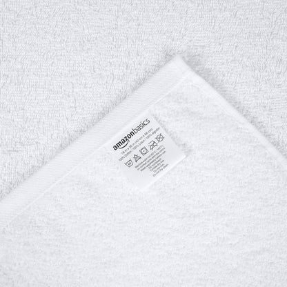16 26 12-Pack Amazon Basics Soft and Thick Cotton Hand Towels for Bath, Kitchen, Gym, x in, White
