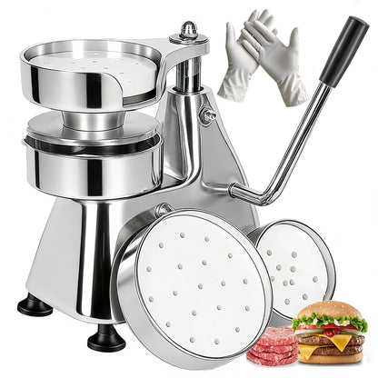 JOHAKYU 3 - in - 1 Commercial Burger Patty Maker, Hamburger Beef Patty Press Stainless Steel Bowl, Heavy - Duty Meat Forming Processor(4/5/6 - inch), Burger Machine with 1200 Pcs Patty Papers