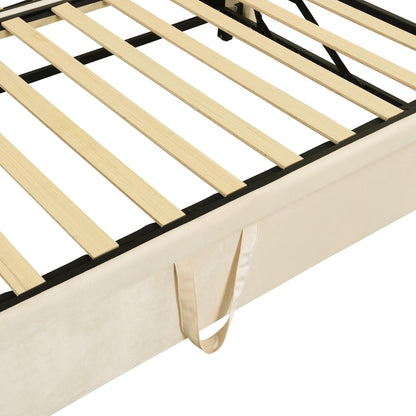 Merax Twin Size Upholstered Daybed Sofa Bed Frame with Extendable Trundle,Backrest and Two Armrests,for Bedroom,Beige Yellow