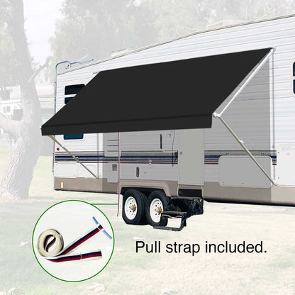 Leaveshade RV Awning Fabric Replacement Camper Trailer Awning Fabric Super Heavy Vinyl Coated Polyester 16'3''(Fit for 17' Awning)-Solid Black
