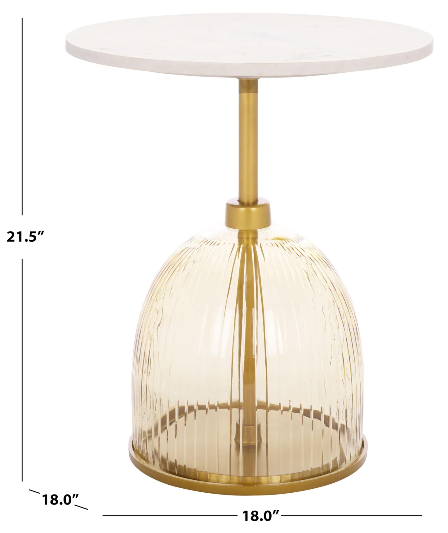 SAFAVIEH Home Collection – Kashi Grey Glass & White Marble Round Side Table, Modern Pedestal Accent Table, Fully Assembled (ACC3217C)