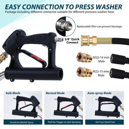 GarveeLife 24 in Pressure Washer Surface Cleaner with Dual Handle, 4 Wheels, 3/8 in Quick Connect, 2 Nozzles, Stainless Steel Power Washer Surface Cleaner for Driveway Sidewalk Patio, 4000 PSI