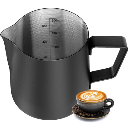 HULISEN 6.8oz/200ml Milk Pitcher, Stainless Steel Espresso Latte Steaming Frothing Pitcher, Coffee Milk Frother Maker, Pour Cup