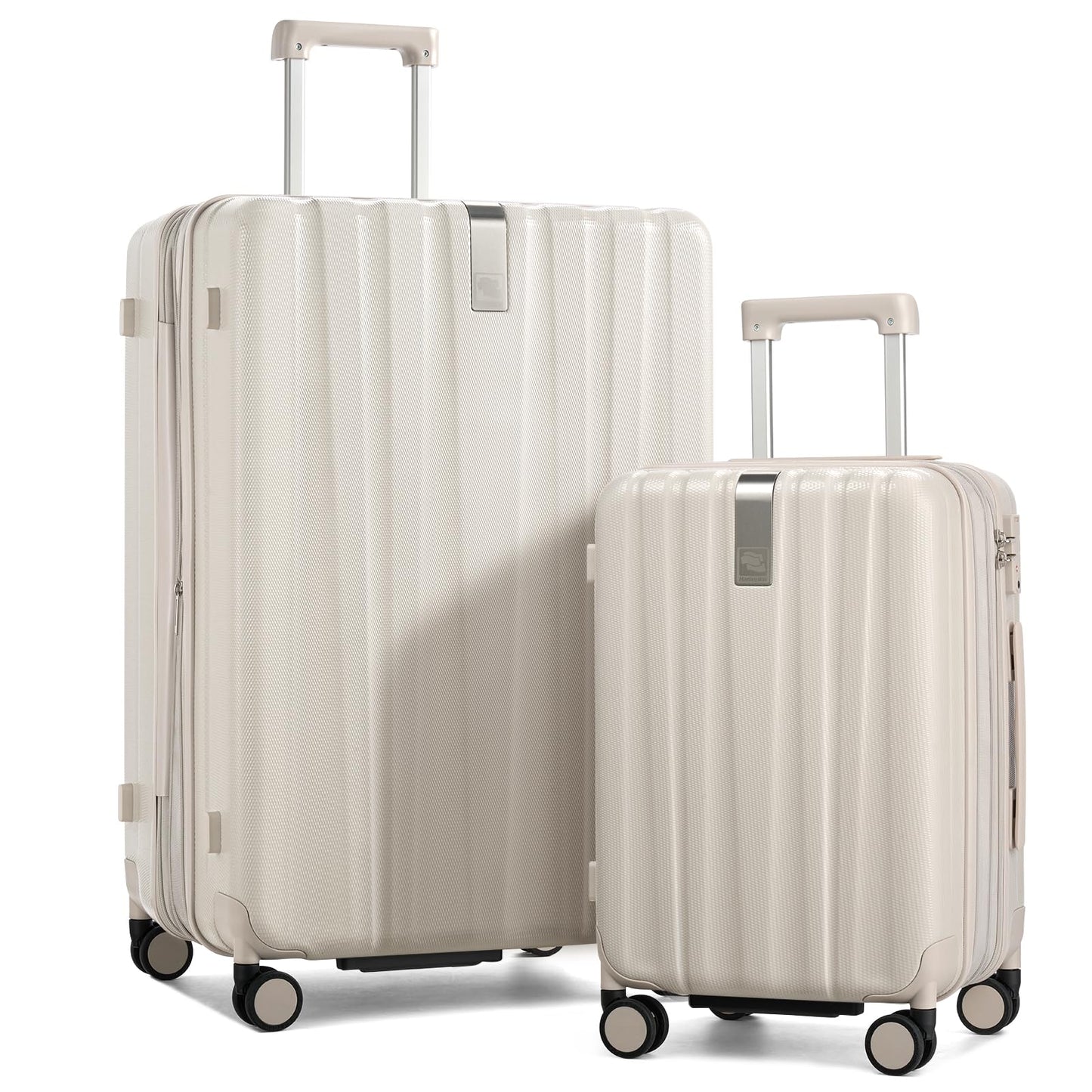 Hanke Expandable Hardshell Luggage Sets 2 Piece Extra Large Suitcases with Lock,28 Inch Luggage with Spinner Wheels, Travel Suitcase for Women Men 20 29Inch,Ivory White